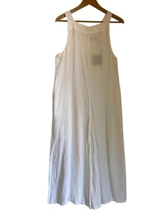 HAUTE HIPPIE Linen Jumpsuit Bib Overall Wide Leg Pockets Boho Coastal Lagenlook - Picture 1 of 7
