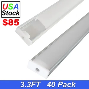 40 Pack Aluminum Led Channel Profile U Type Track with Milky Cover for Led Strip - Picture 1 of 9