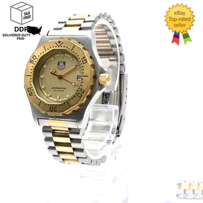 Vintage [N MINT] TAG Heuer Professional 935.413 200m Gold Dial Silver Mens Watch - Image 1 of 4