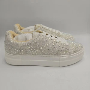 NEU Betsey Johnson Sidny Damen-Sneaker perlweiß Größe 7,5 Plateausohle Glitzer - Bild 1 von 11