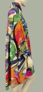 Abito Camicia 3 Patate Viscosa Arte Astratta Oversize Boho Babydoll Ciao Basso M/L - Foto 1 di 8