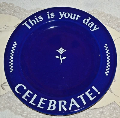 Pampered Chef “This Is Your Day CELEBRATE!” Cobalt Blue 10.5” Birthday Plate - Image 1 of 4