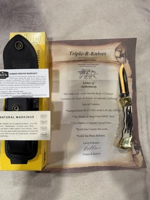 Buck 112 Leroy Remer Custom With Natural  Carved Handles And Custom Filework - Image 1 of 4