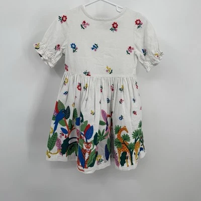 Mini Vestido Boden Selva Niñas 2-3 años Mezcla de Lino Niñas Capas Tul Floral Animal Foto 1 de 4