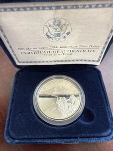 2005-P US Mint $1 Proof Marine Corps Marines Commemorative Silver Dollar BOX&COA - Picture 1 of 3