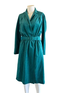 Women’s vintage Medium suede feel long sleeve midi collared dress belt - Picture 1 of 4