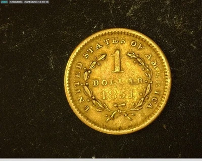 Moneda de un dólar Liberty de oro de 1851 R1463 Foto 1 de 2