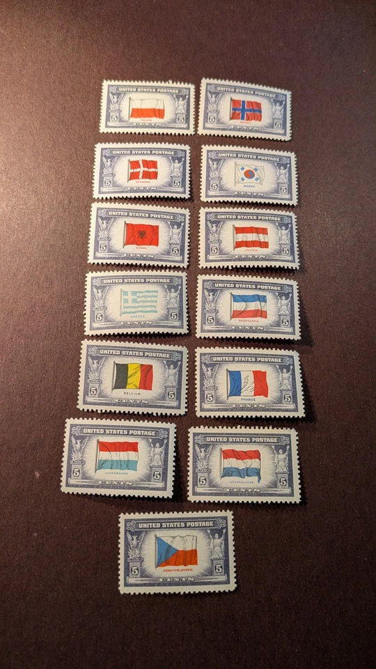 U.S. Stamps, #909-21 Overrun Countries, ten sets mint never hinged - Image 1 of 1