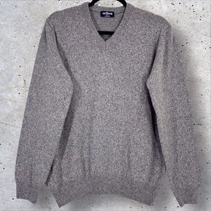 Café Coton Paris Extra Fine Lambswool Sweater Mens Large Gray Speckled V-Neck - Picture 1 of 9
