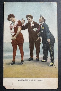 Garantiert nicht zu schrumpfen Männer ogeln Frau Leben Modell Serie 1909 antike Postkarte - Bild 1 von 2