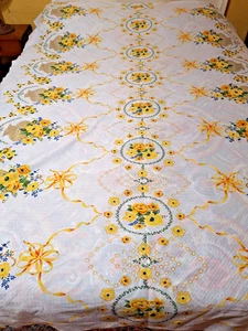 Große gelbe Blumen Tischdecke 66" x 95" schwarzäugig Susan Band und Schleifen - Bild 1 von 9