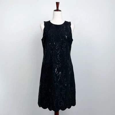 Anne Klein черный блестками вышитый гребешок кромки платье  - Изображение 1 из 4