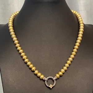 Barbara Bixby Sterling Silver & 18K Gold Green Kiwi 8mm Pearl Necklace 19” EUC - Picture 1 of 18