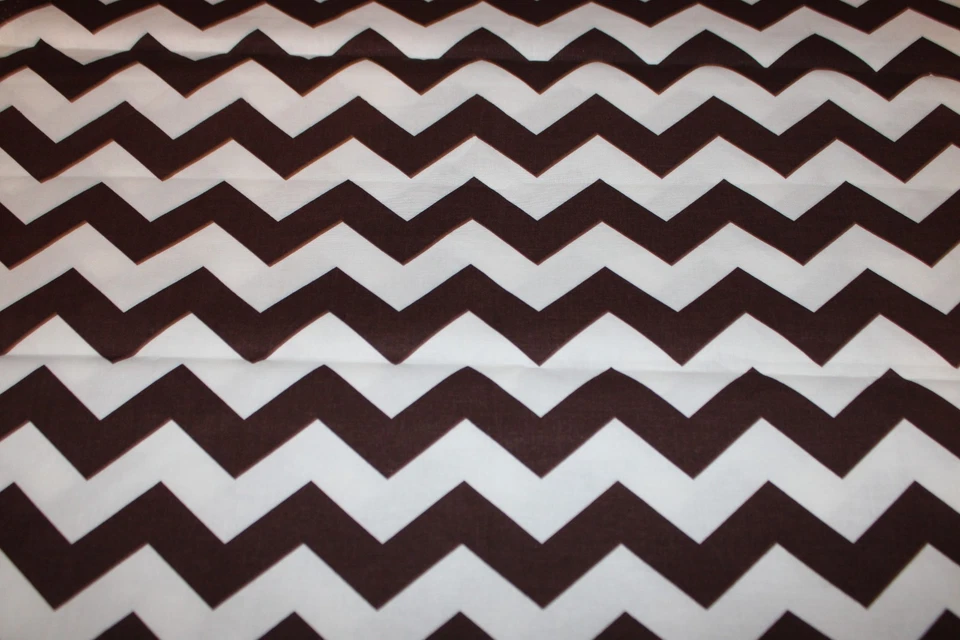 Brown and White Chevron Cotton Fabric 1 Yard 44 Wide - Image 1 of 1