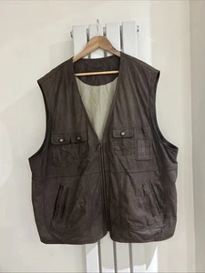 Rover & Lakes Men’s Leather Shooting Vest / Waistcoat - Brown- Size XXXL - Picture 1 of 21