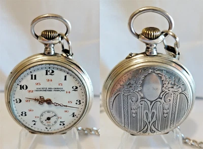 5 - Très jbelle montre à gousset boitier en argent de ± 1900 avec une chaine. - Photo 1/4