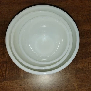 Set of 3 Vintage Fire King White Milk Glass Nesting Mixing Bowls  8” 7” 6” - Picture 1 of 10