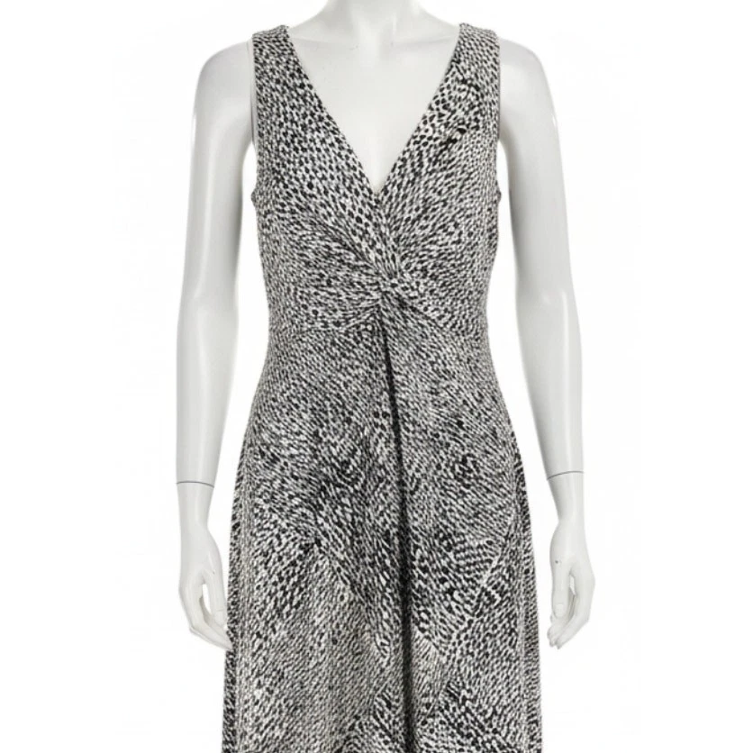New York Company Dress Women XL Black White V-Neck Sleeveless All Over Print  Foto 1 de 4