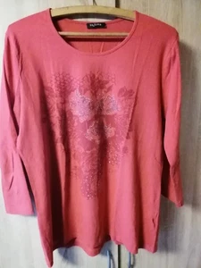 Damen 3/4Arm Shirt, Baumwolle rot mit Glitzer Gr. 40 von VIA APPIA - CJ Schmidt - Bild 1 von 3