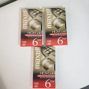 3 nuevos casetes de video VHS Maxell HGX-Oro T-120 sellados en blanco - Imagen 1 de 6
