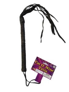 Cat O 9 NINE TAIL LEATHER WHIP Pirate Cowboy Costume Prop Toy Black Jesus Small - Picture 1 of 7