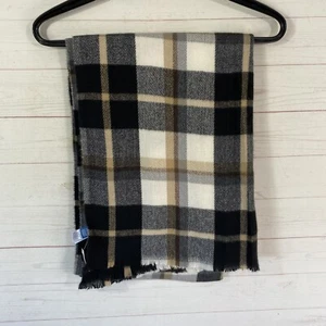 Old Navy Womens Plaid Blanket Scarf One Size Black/Brown Soft Polyester Knit - Picture 1 of 7