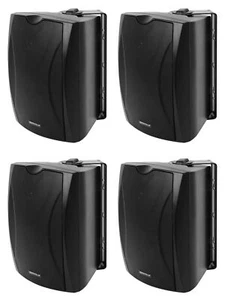 4) Rockville WET-6B 70V 6.5" IP55 Black Commercial Indoor/Outdoor Wall Speakers - Picture 1 of 9