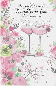FOR YOU SON AND DAUGHTER IN LAW WEDDING ANNIVERSARY CARD 9 X 6 INCHES - Picture 1 of 2