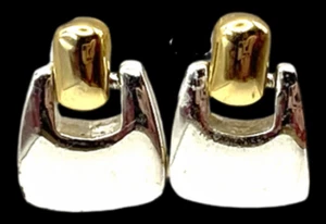 Vintage DaneCraft Gold Plated Sterling Silver 925 Door Knocker Earrings Retro - Picture 1 of 24