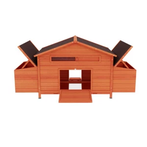 Large Wooden Hen House Outdoor Chicken Coop Poultry Cage w/2 Sides Large Nesting - Picture 1 of 11