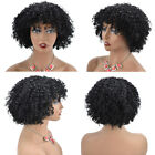 Perruques bouclées afro-kinky pour femmes noires cheveux humains courts doux avec bangs naturels