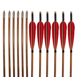 12X 33" Handmade Bamboo Arrows Hunting Recurve Bow Arrow Archery Turkey Feather - Picture 1 of 10