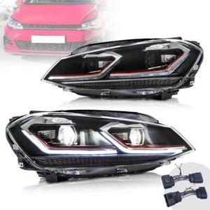 FARI GOLF 7 MK7 VII ROSSO STILE 7.5 DAL 2012 AL 2017 DRL LED FRECCIA DINAMICA - Picture 1 of 9