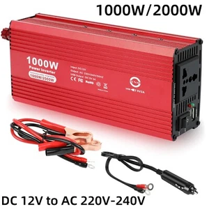 2000W Car Power Inverter Converter Charger DC 12V to AC 220V-240V UK Socket USB - Picture 1 of 10