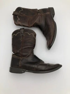 Justin Square Toe Roper Brown Boots 8D *See Pictures For Damage* - Picture 1 of 4