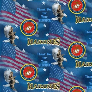 US Marines Military Flags By the yard cotton fabric - Picture 1 of 1