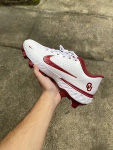 Men Nike Alpha Huarache Elite Oklahoma Sooner Baseball Cleats DR0208-101 Sz 13 - Picture 1 of 4