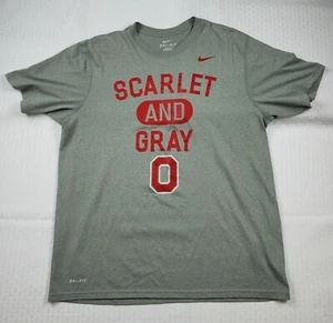 Nike Ohio State Buckeyes OSU "Scarlet & Gray" SS Gray Dri-Fit T-Shirt Large - Picture 1 of 6