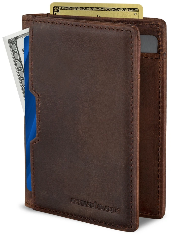 SERMAN BRANDS Wallets for Men Slim Mens leather RFID Blocking Minimalist Card - Image 1 of 1