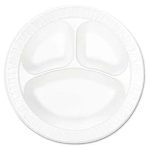 Dart Concorde Foam Plate, Compartmented, 10 1/4" dia, WE, 125/Pack, 4 Packs/Cart - Picture 1 of 4