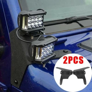 For Jeep Wrangler JL 2018-2023 Dual LED Cube Pods Light A Pillar Mount Bracket - Picture 1 of 12