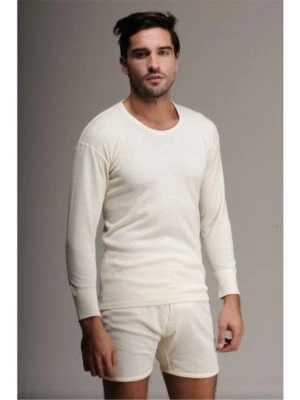 %100  AUSTRALIAN MERINO WOOL THERMAL SHORT SLEEVE TOP UNDERWEAR  - Image 1 of 3