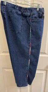 Jeans Capri Ruby Rd 18 5 tasche cuciture colorate sul lato gamba chiusura zip bottoni - Foto 1 di 7
