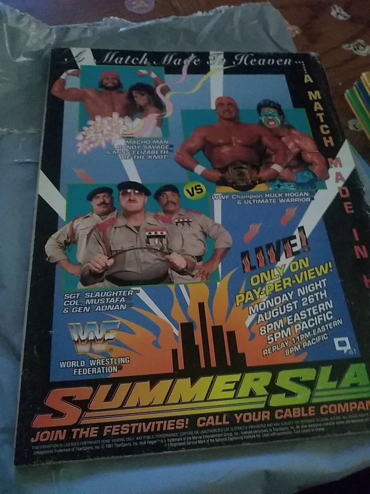 1991 WWF SUMMERSLAM Ppv Print Ad HULK HOGAN ULTIMATE WARRIOR MACHO MAN - Image 1 of 1