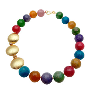 20mm Multi Color Round Faceted Agate Necklace Brushed Bead Chokers Necklace
