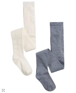 Little Girls Sweater Tights Pack of 2 Cream/Heather Grey size (2-4) - Picture 1 of 2