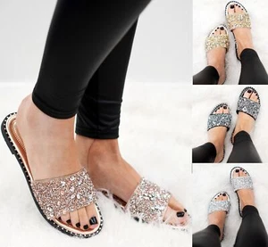SANDALI DONNA BLING ESTIVI DIAMANTI COMODI DONNA VACANZE SLIDER PARTY - Foto 1 di 7
