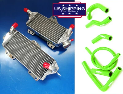 Radiador de aluminio y manguera verde para Kawasaki KX500 1988-2004 1998 1999 2000 2001 Foto 1 de 4