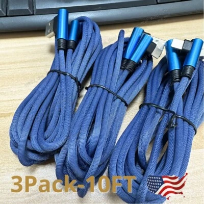 3Pack 10FT 90 Degree Right Angle Charging Cable Charger For iPhone 12 11 X 14 13 - Image 1 of 4