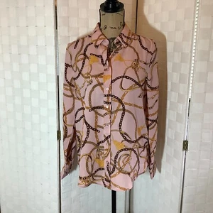 Nwt Como Blu blush chain print blouse size small office teacher - Picture 1 of 7